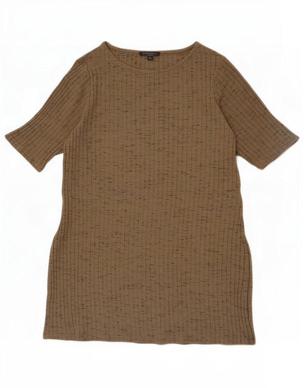 Marks & Spencer Damen-Tunika-Oberteil, UK 16, Größe L, Khaki, gefleckte Viskose