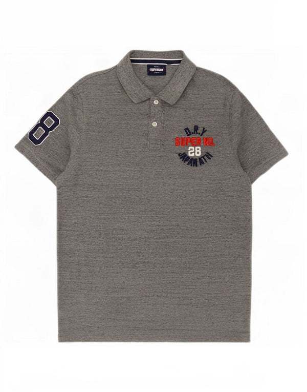 Superdry Herren-Poloshirt mit Grafik, 3XL, grau meliert, Baumwolle