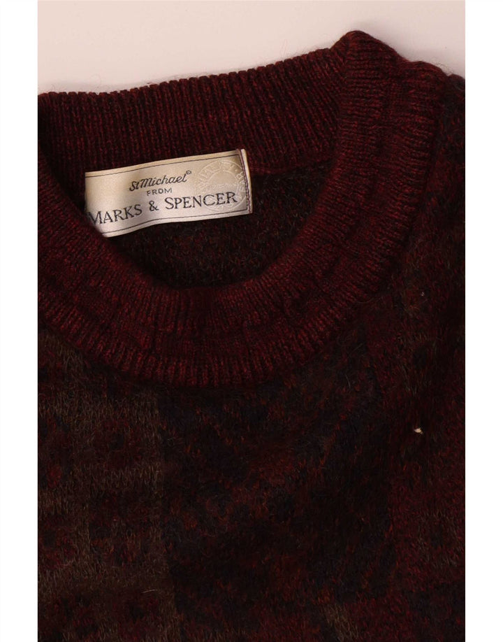 Marks & Spencer Herren St. Michael Pullover mit Rundhalsausschnitt, mittleres Burgunderrot