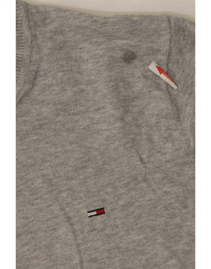 Tommy Hilfiger Herren-Pullover mit normaler Passform, Rundhalsausschnitt, Größe S, graue Baumwolle