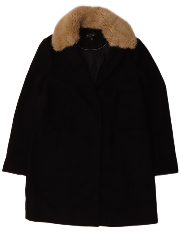 Topshop Damen Übergroßer Mantel UK 10 Small Schwarz Polyester