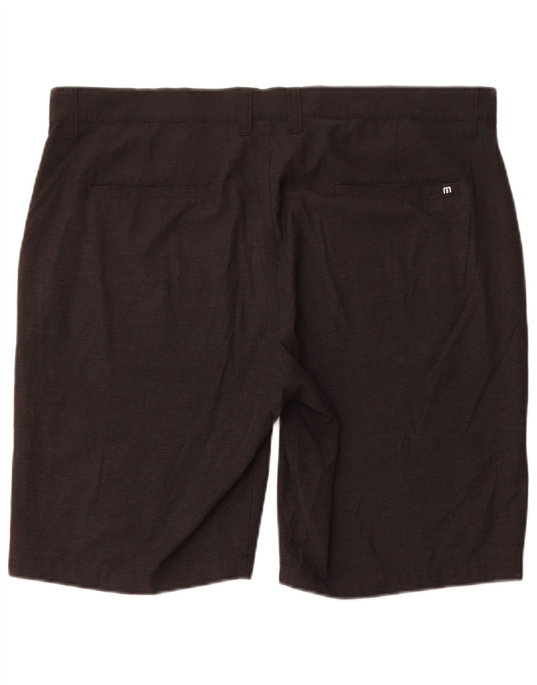 Travis Mathew Herren-Chinoshorts W38 XL, schwarzes Nadelstreifen-Polyester