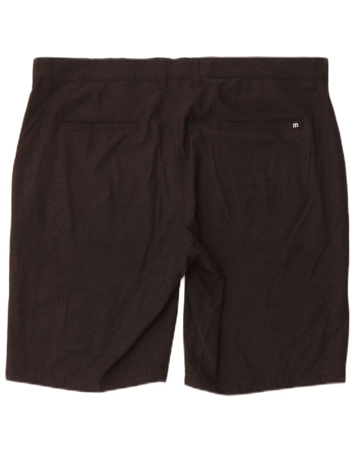 Travis Mathew Herren-Chinoshorts W38 XL, schwarzes Nadelstreifen-Polyester