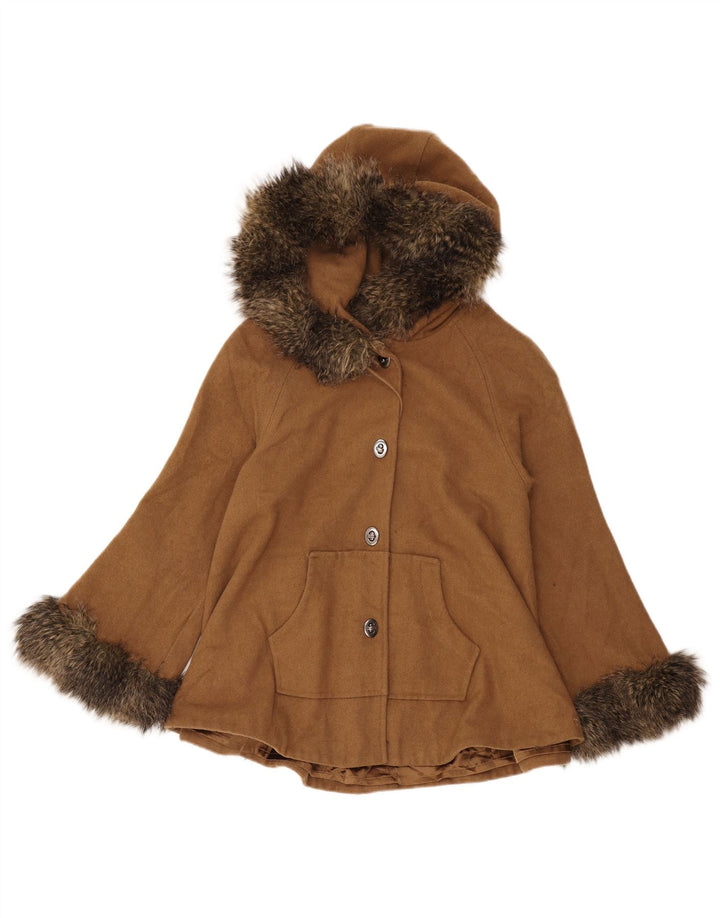 Guess Damen-Kurzmantel mit Kapuze, UK 12, mittelbeige Wolle