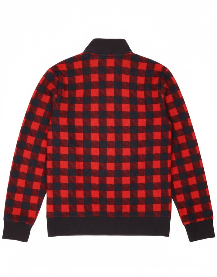 UMBRO Womens Fleece Jacket UK 14 Medium Red Gingham Polyester