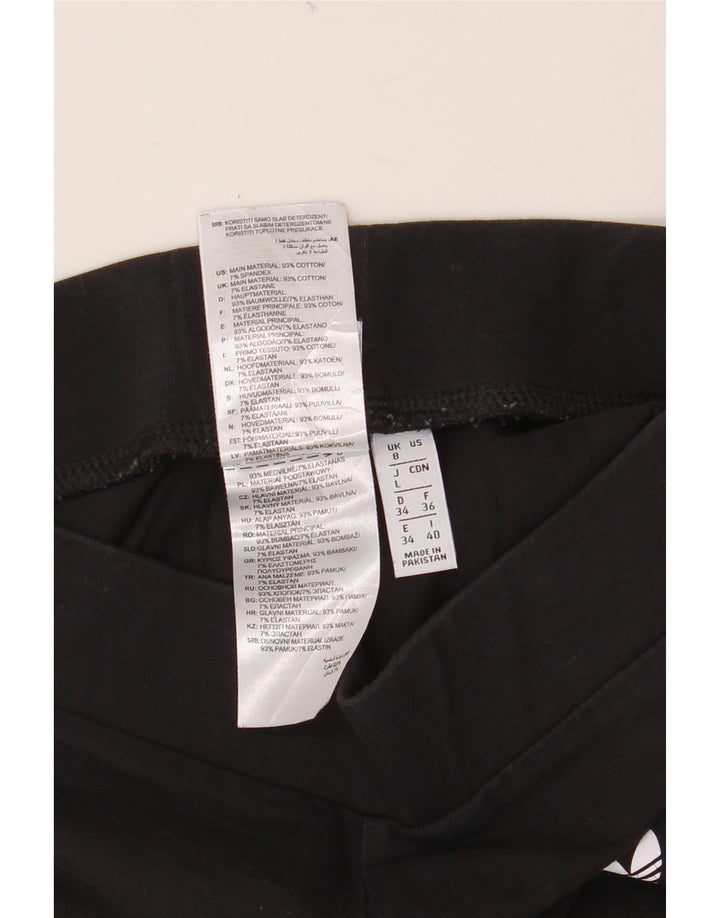 ADIDAS Damen Leggings UK 8 Small Schwarz Baumwolle