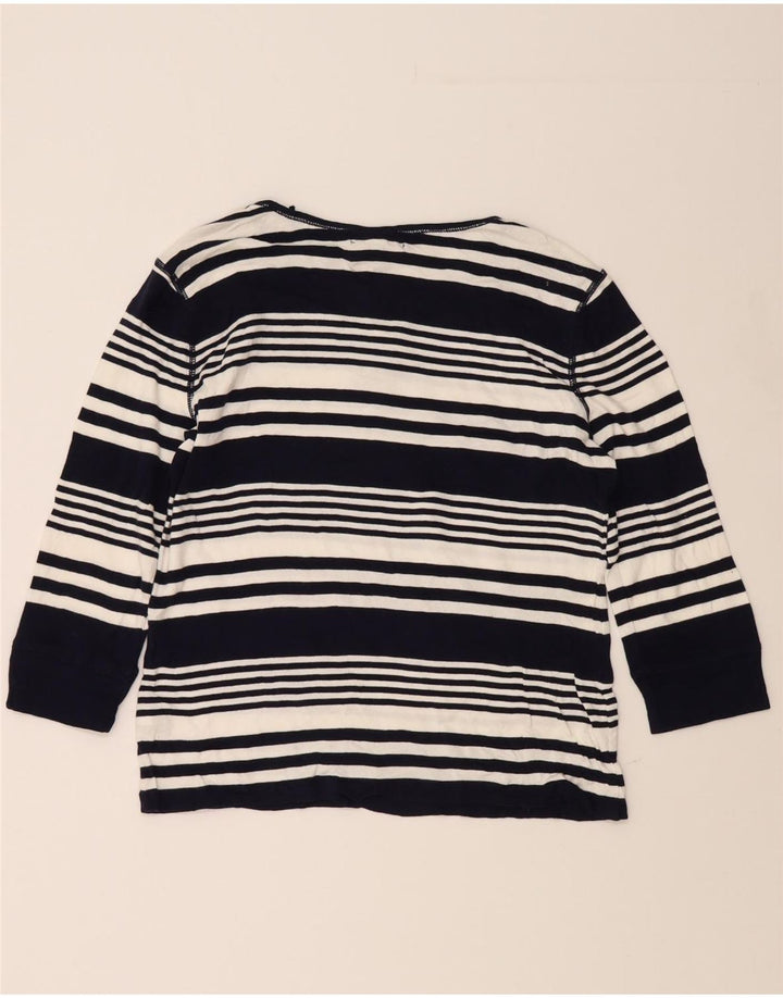 CHAPS Womens Top 3/4 Sleeve UK 14 Large Navy Blue Striped Cotton Vintage Chaps and Second-Hand Chaps from Messina Hembry 