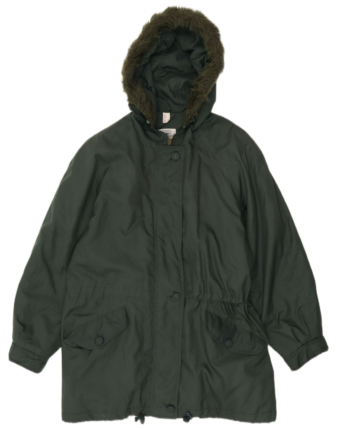 Vintage Damen Kapuzenparka Jacke UK 20 2XL Grün Polyester