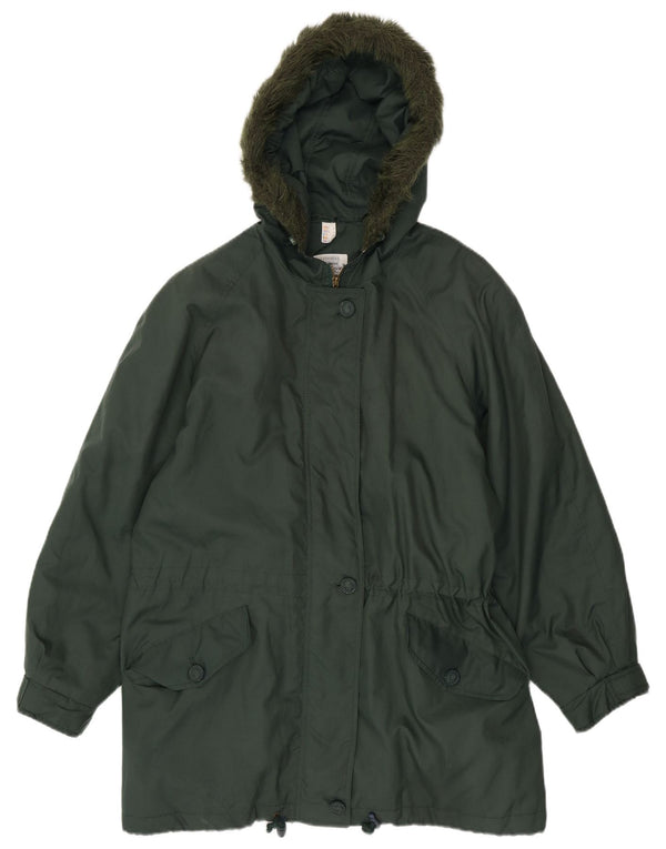 Vintage Damen Kapuzenparka Jacke UK 20 2XL Grün Polyester
