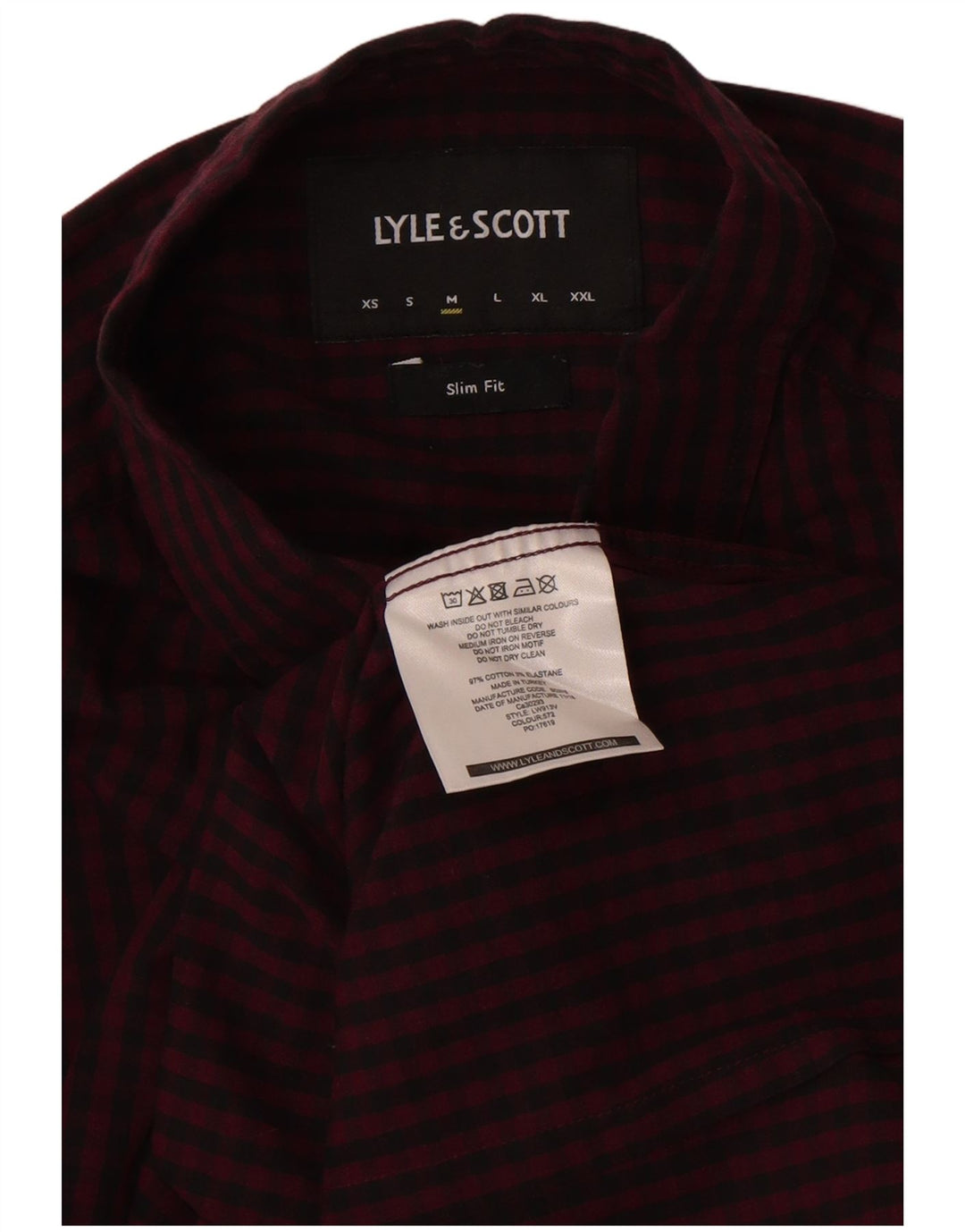 Lyle & Scott Slim-Fit-Hemd für Herren, mittelgroß, Burgunderrot, Gingham-Baumwolle