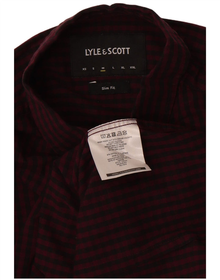 Lyle & Scott Slim-Fit-Hemd für Herren, mittelgroß, Burgunderrot, Gingham-Baumwolle