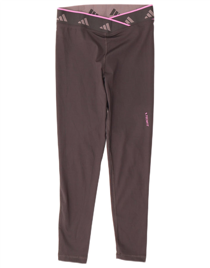 Adidas Damen Aeroready Graphic Leggings UK 8/10 Small Grau Polyester