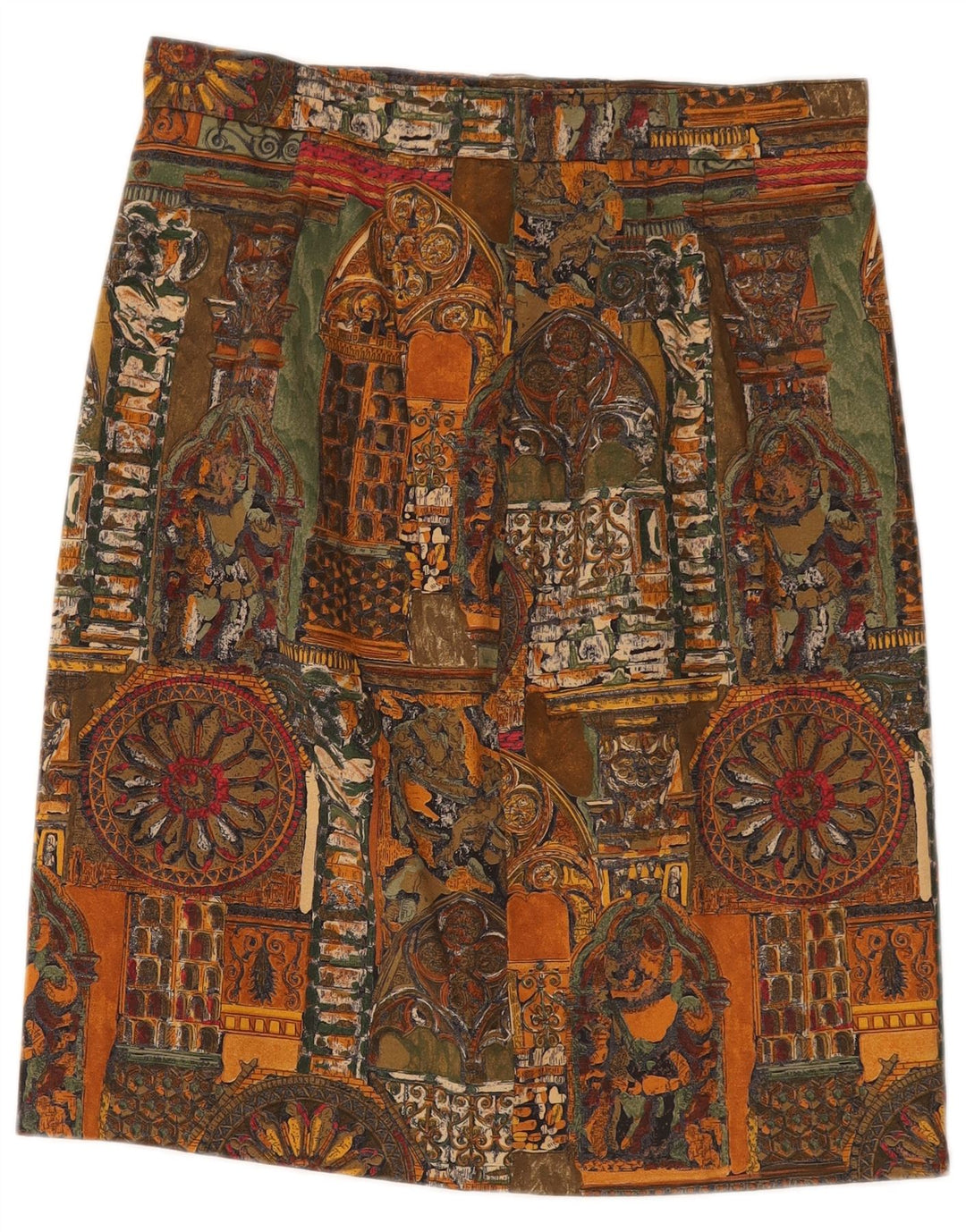 VINTAGE Gerader Rock mit abstraktem Muster für Damen W30 Medium Mehrfarbig
