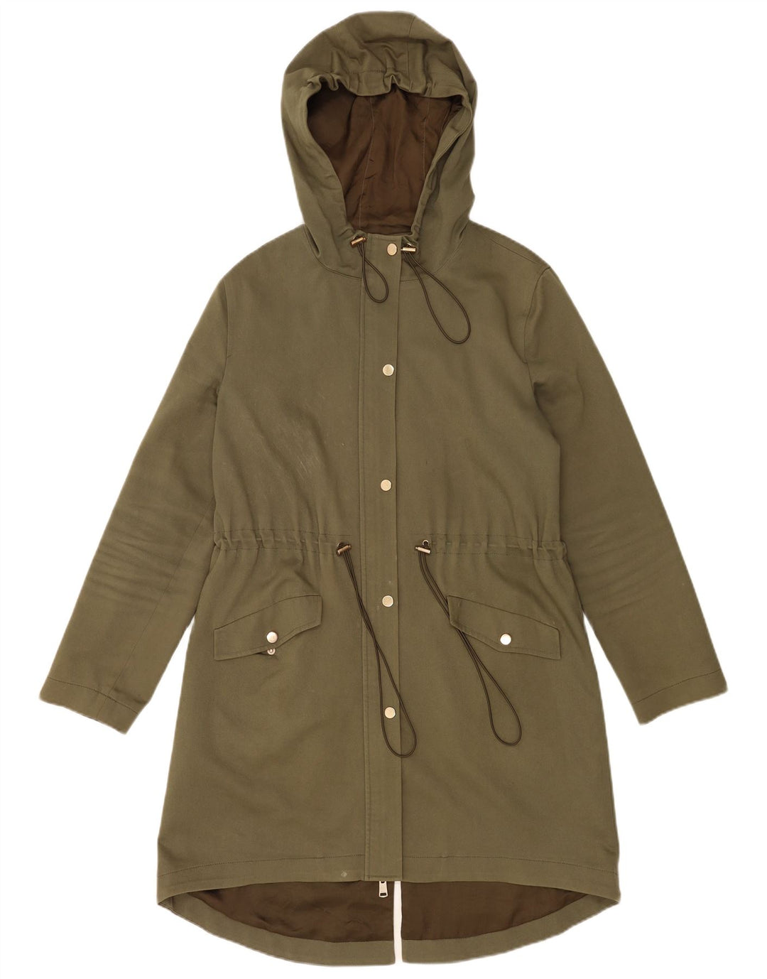 Reiss Damen Parka mit Kapuze, übergroß, Gr. 8, Khaki, Baumwolle