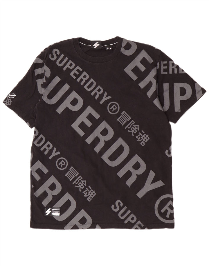 Superdry Herren Grafik-T-Shirt-Oberteil aus mittelschwarzer Baumwolle