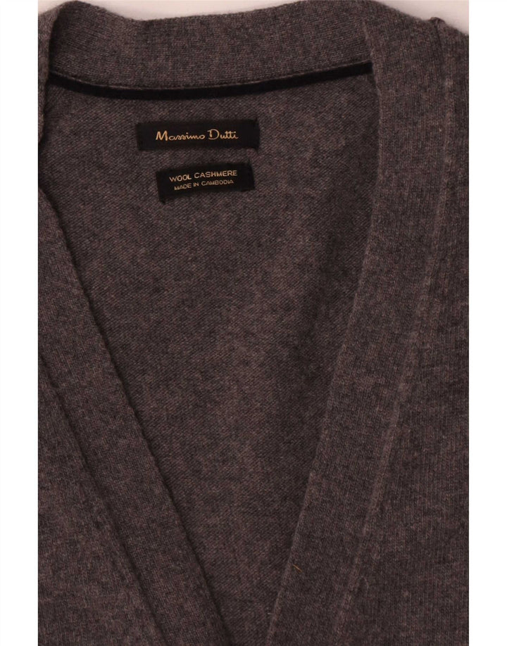 Massimo Dutti Ärmelloser Herren-Cardigan-Pullover aus mittelgrauer Wolle