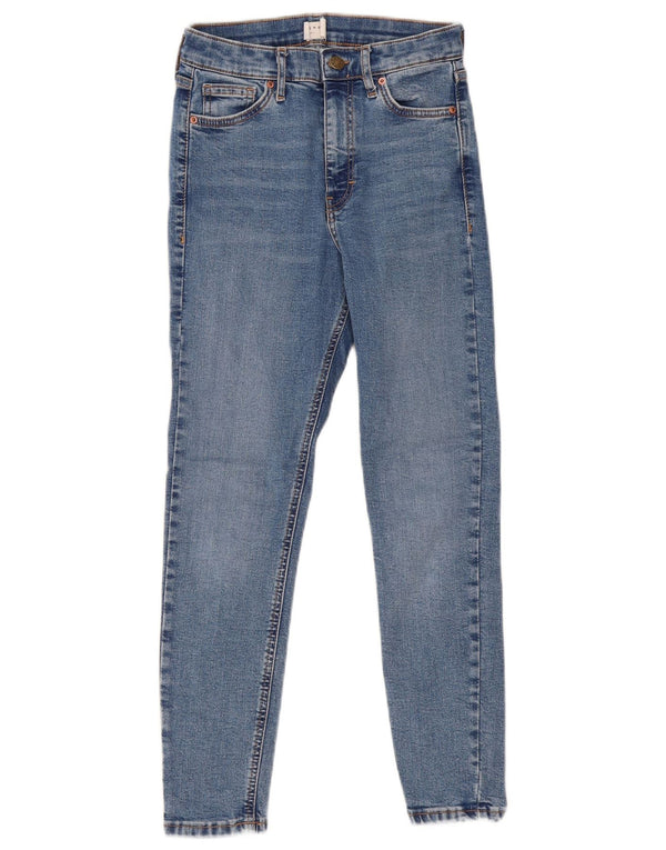 Topshop Damen Skinny Jeans UK 8 Small W26 L25 Blaue Baumwolle