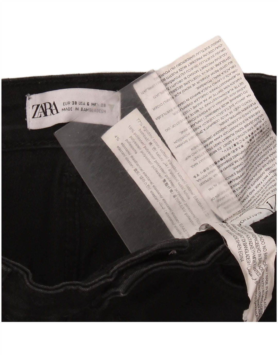 ZARA Damen Skinny Jeans EU 38 Small W28 L28 Schwarze Baumwolle