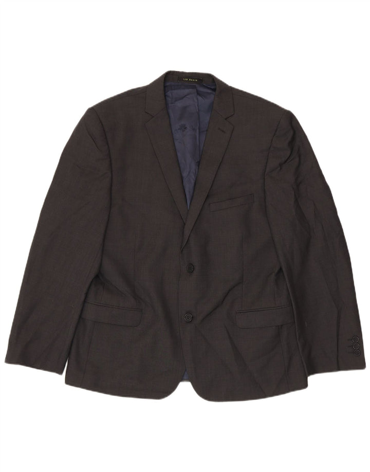 Ted Baker Herren-Blazer mit 2 Knöpfen, UK 38, mittelgraue Wolle