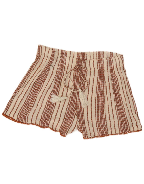 Marks & Spencer Womens Shorts UK 12 Medium W32 White Striped Viscose