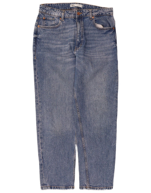 Zara Damen High Waist Tapered Jeans EU 42 Large W32 L27 Blau