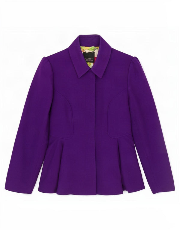 Ted Baker Damen-Blazerjacke, Größe 3, mittelviolette Wolle