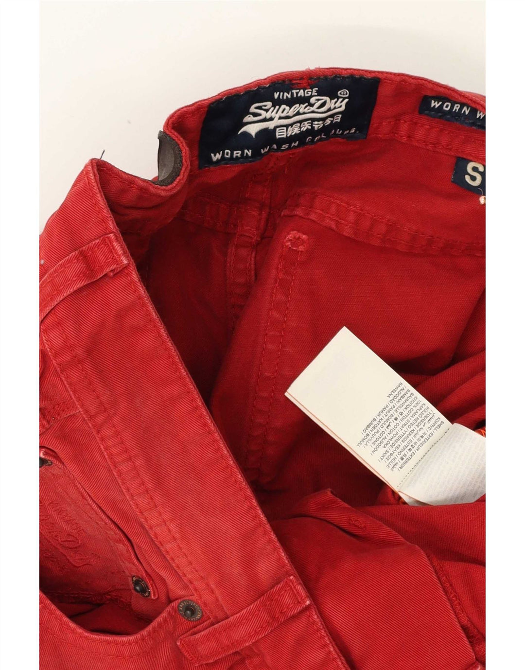 Superdry Herren-Jeansshorts, Größe S, W29, Rot, Baumwolle