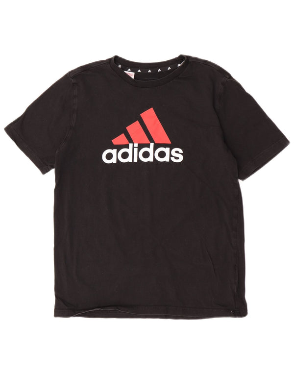 Adidas Boys Graphic T-Shirt Top 13-14 Years Black Cotton