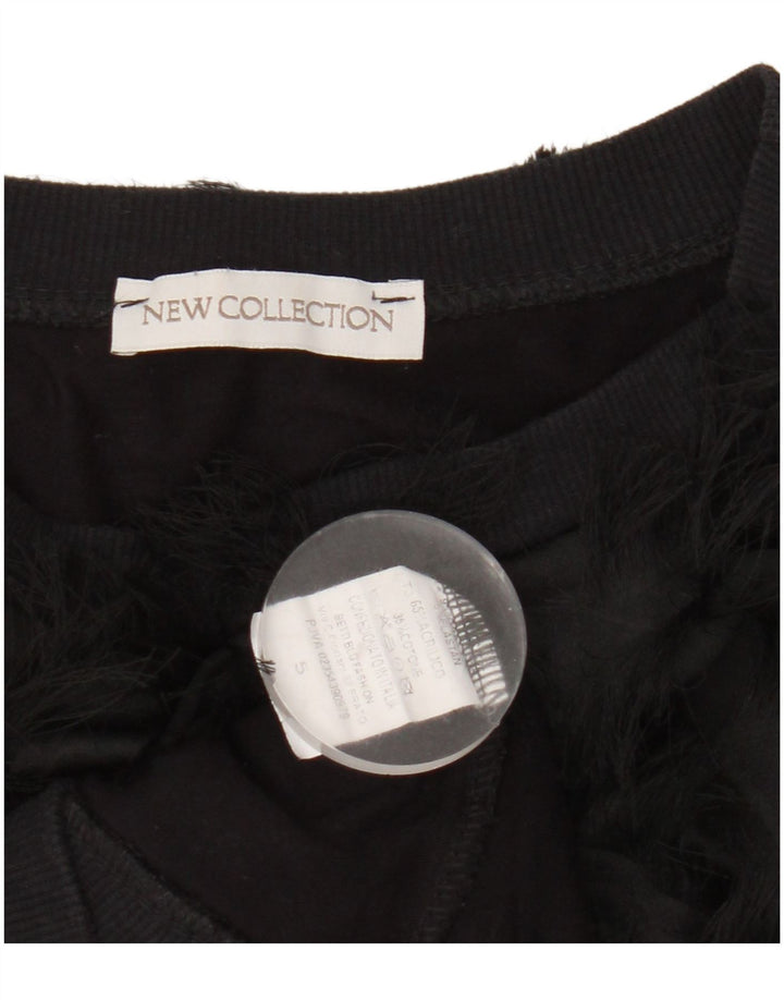 Übergroßer Crop-Sweatshirt-Pullover für Damen der neuen Kollektion, UK 6, XS, Schwarz