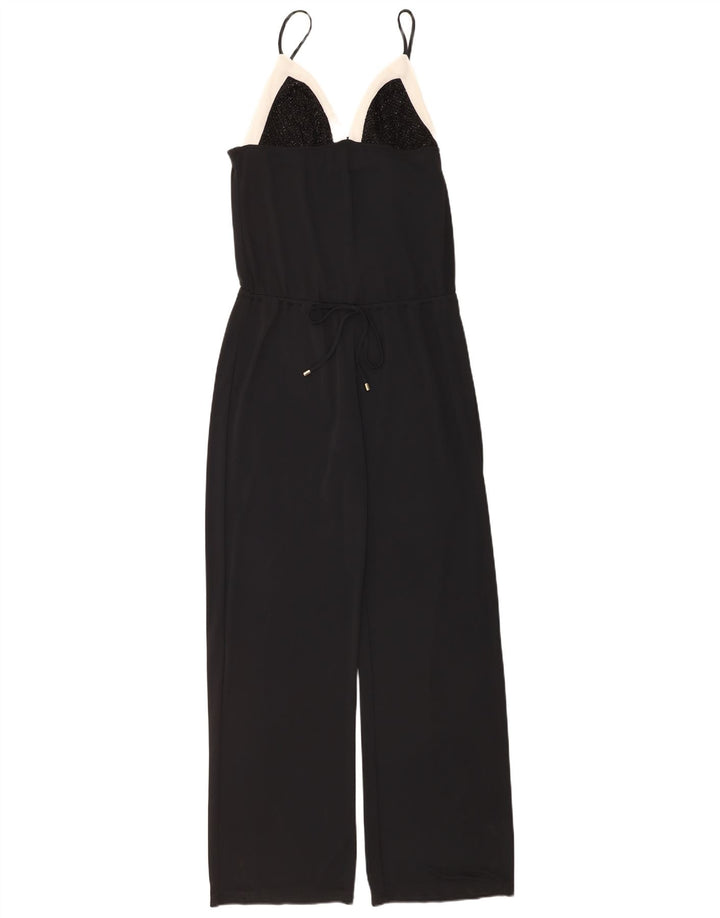 Vintage Damen Overall UK 10 Small Schwarz Colourblock Polyester