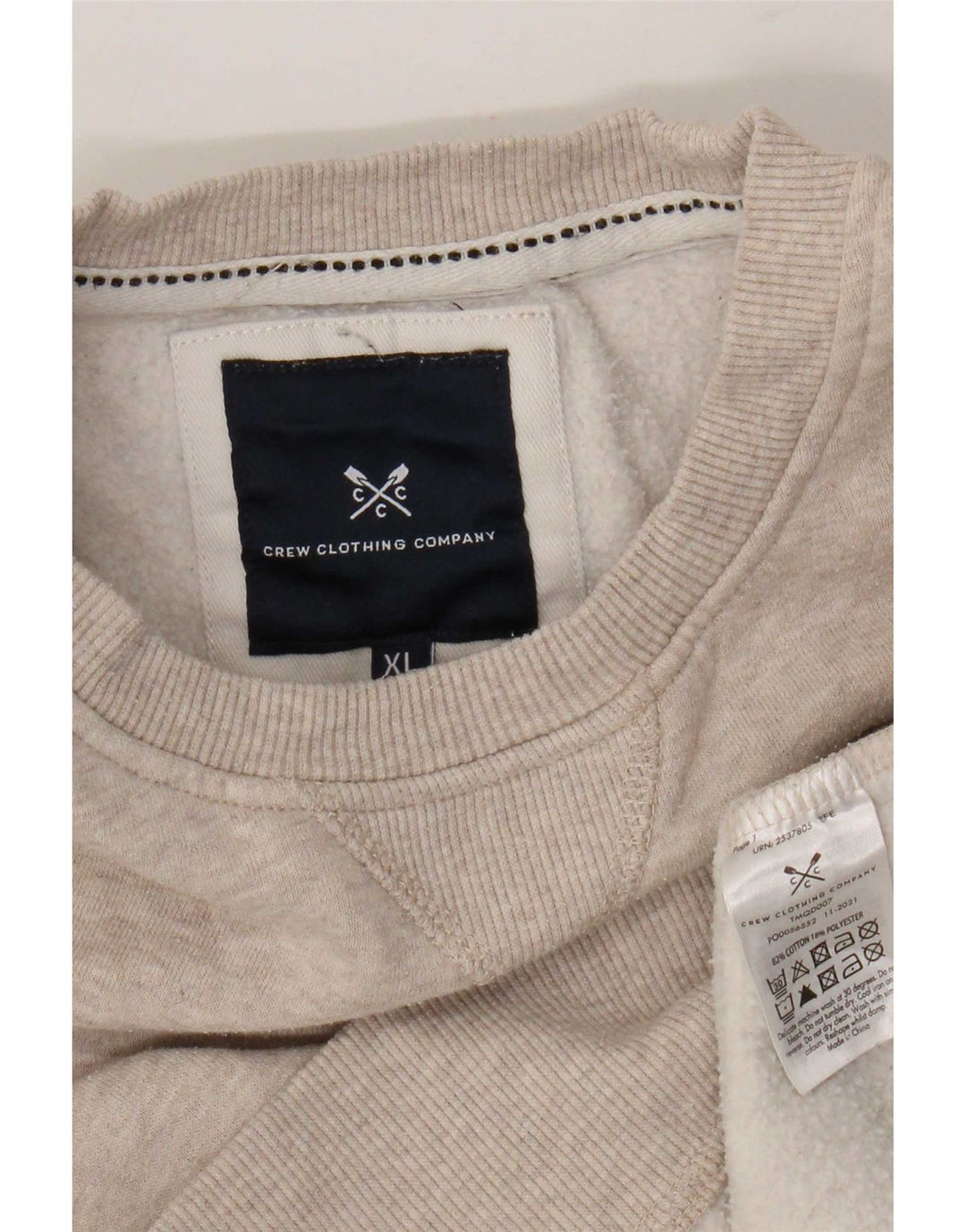 Crew Clothing Herren Sweatshirt Pullover XL Beige Baumwolle