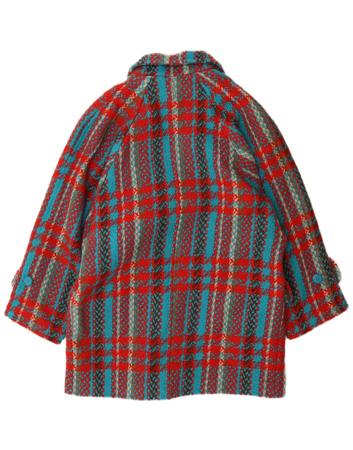 i Blues Damen Übergroßer zweireihiger Mantel UK 10 Small Red Check Wool