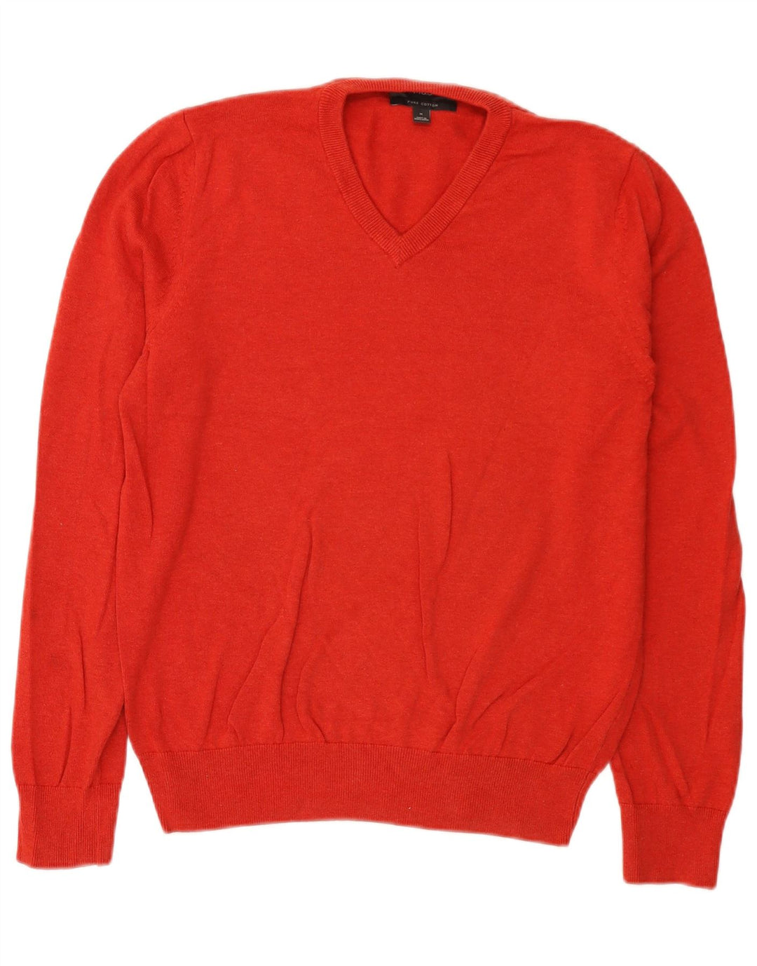 Marks & Spencer Herren-Pullover mit V-Ausschnitt aus mittelroter Baumwolle