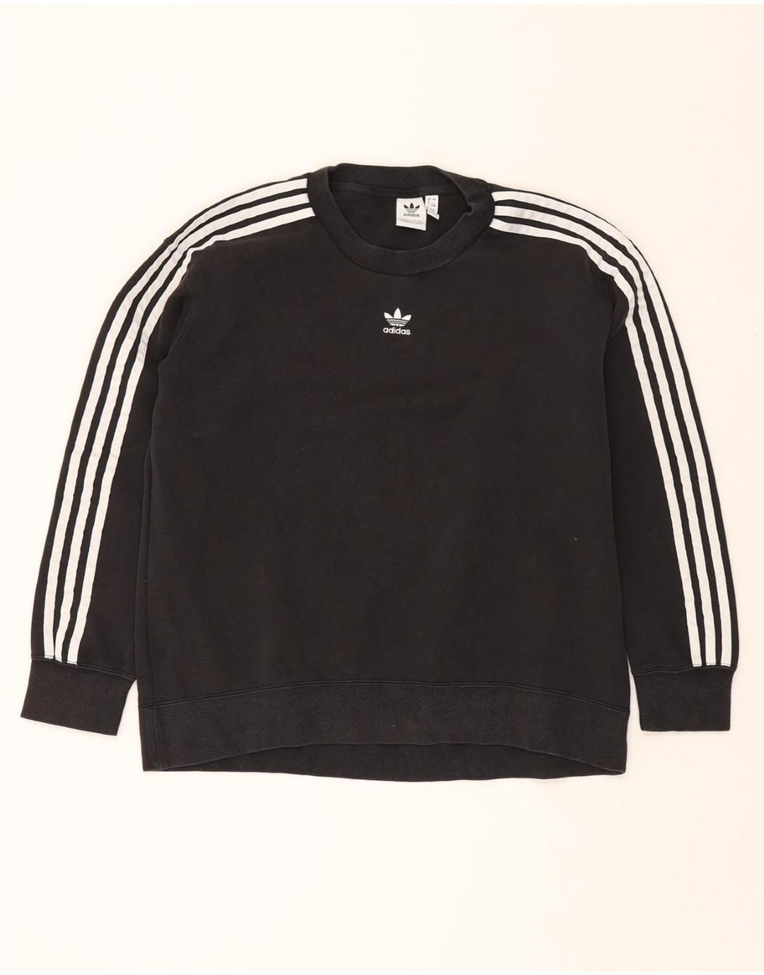 ADIDAS Womens Longline Oversized Sweatshirt Jumper UK 8 Small Black Cotton Vintage Adidas and Second-Hand Adidas from Messina Hembry 