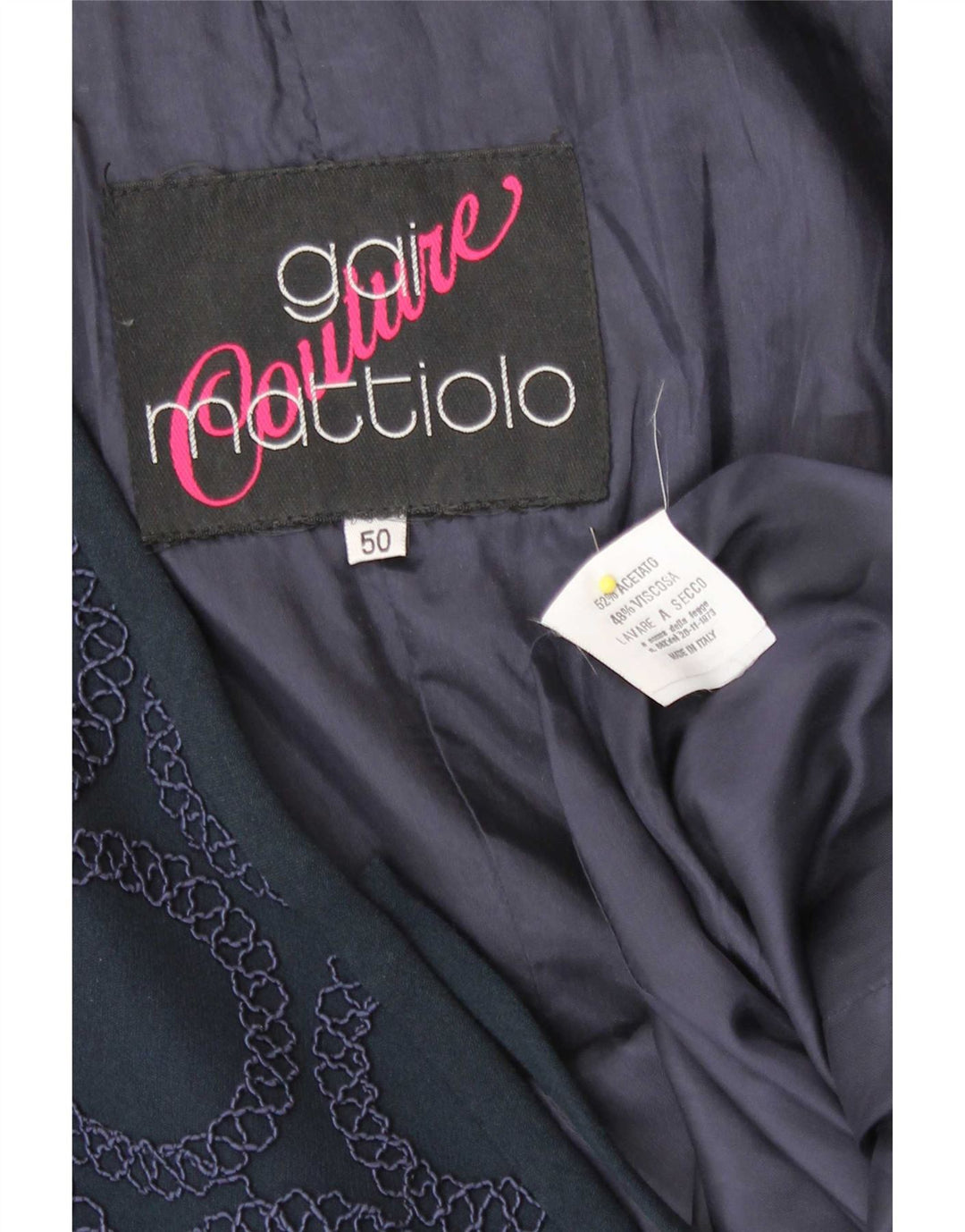 Gai Mattiolo Damen-Blazer mit Vorderbindung, IT 50, XL, Marineblau, geometrisch
