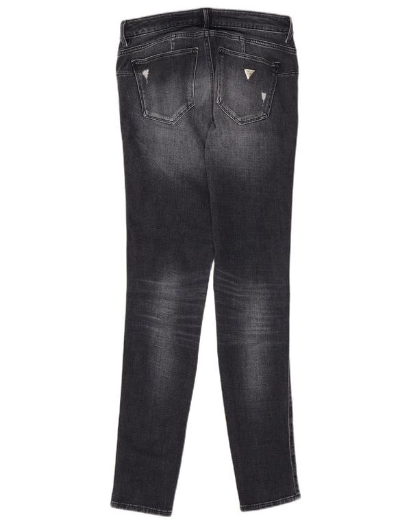 Guess Damen Curve Distressed Skinny Jeans W28 L30 Schwarze Baumwolle