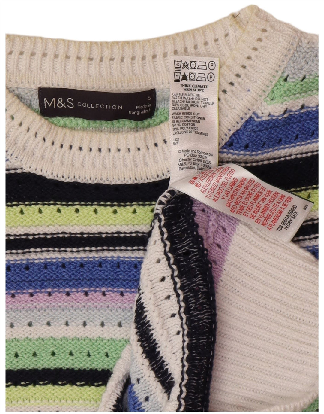 Marks & Spencer Damen-Pullover mit Rundhalsausschnitt, Gr. 10, Größe S, mehrfarbig