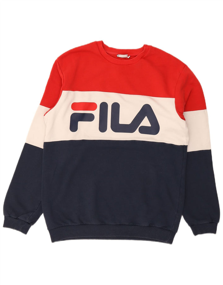 Fila Herren-Sweatshirt mit Grafik, mittelgroß, mehrfarbig, Colourblock-Baumwolle