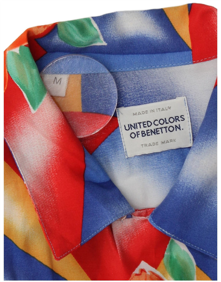 Benetton Herren-Kurzarmhemd, mittelgroß, mehrfarbig, Blumenmuster, Viskose