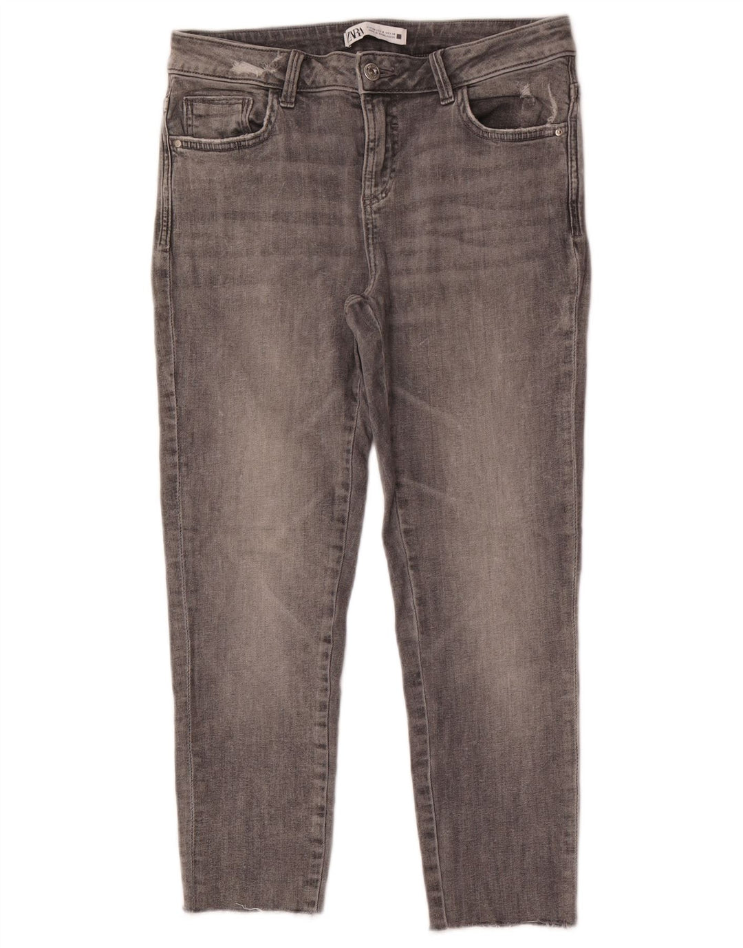 Zara Damen-Cropped-Jeans, EU 40, Mittel, W30, L24, Grau