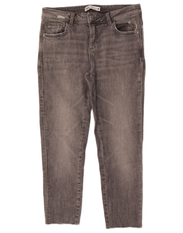 Zara Damen-Cropped-Jeans, EU 40, Mittel, W30, L24, Grau
