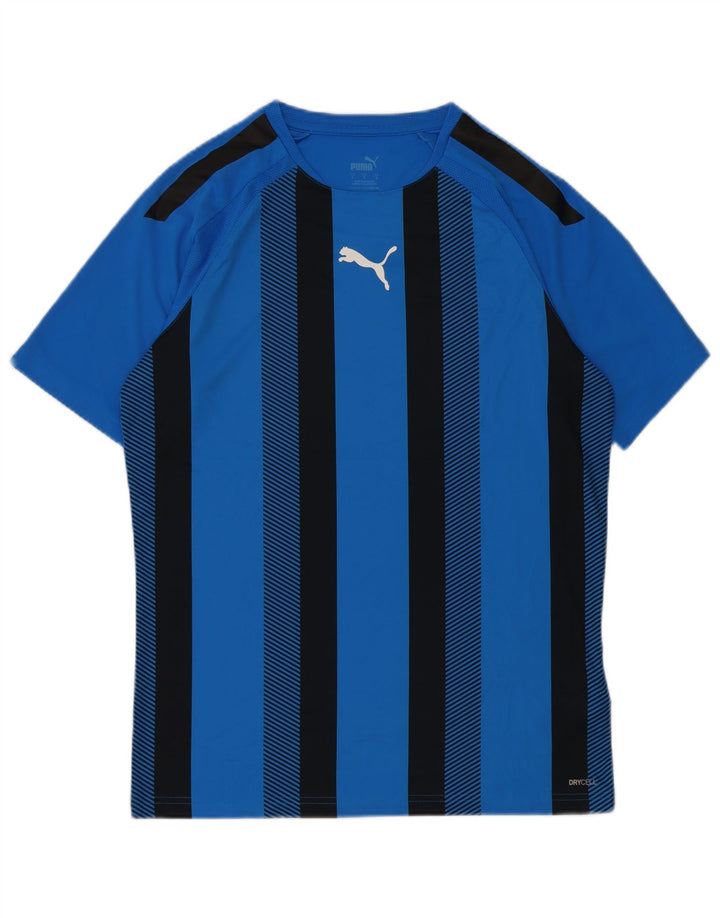Puma Herren T-Shirt Top Small Blau gestreift Polyester