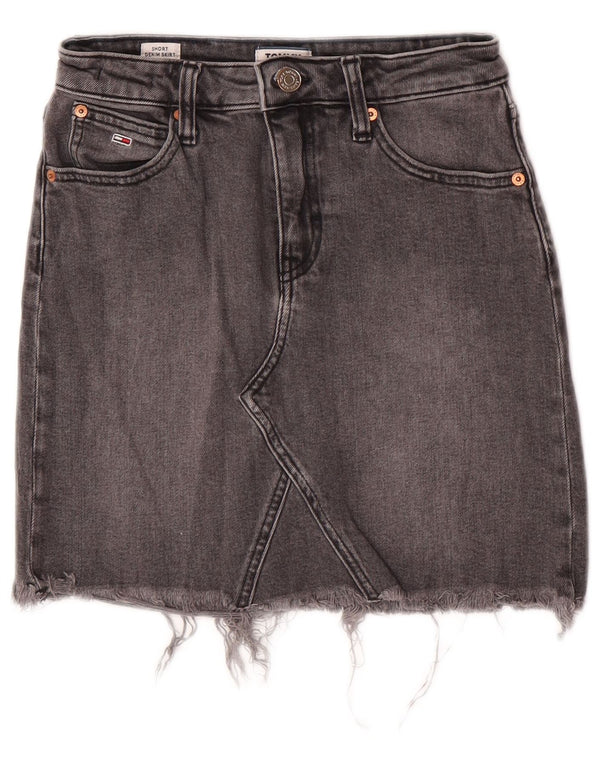 Tommy Hilfiger Damen Jeansrock W24 XS Graue Baumwolle