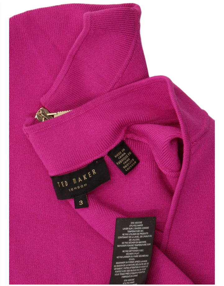 Ted Baker Damen Ärmelloses A-Linien-Kleid Größe 3 Mittelrosa Viskose