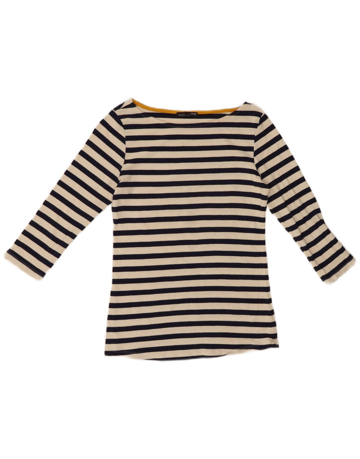 Zara Damen-Top mit 3/4-Ärmeln, UK-Größe 12, mittelschwarz gestreift