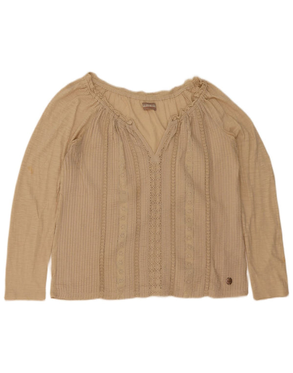 Napapijri Langarm-Blusenoberteil für Damen UK 18 XL Beige gestreift