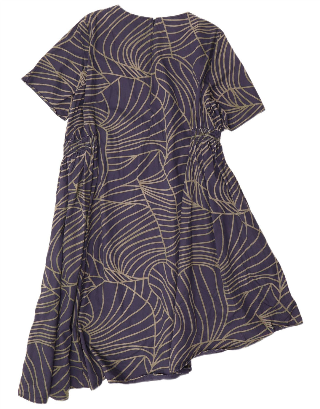 COS Damen Asymmetrisches Kleid EU 42 Große marineblaue geometrische Baumwolle