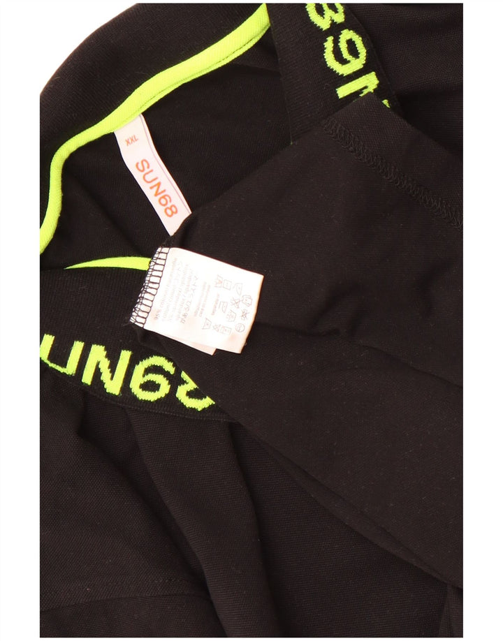 Sun68 Herren-Poloshirt mit Grafik, 2XL, schwarze Baumwolle