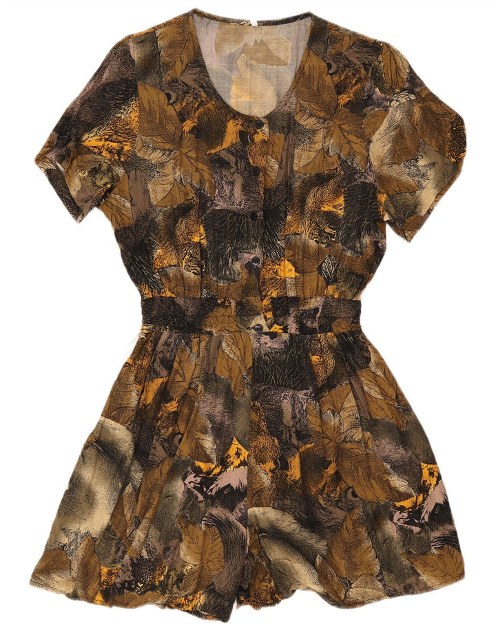 Vintage Damen Playsuit mit abstraktem Muster UK 14 Large Grün