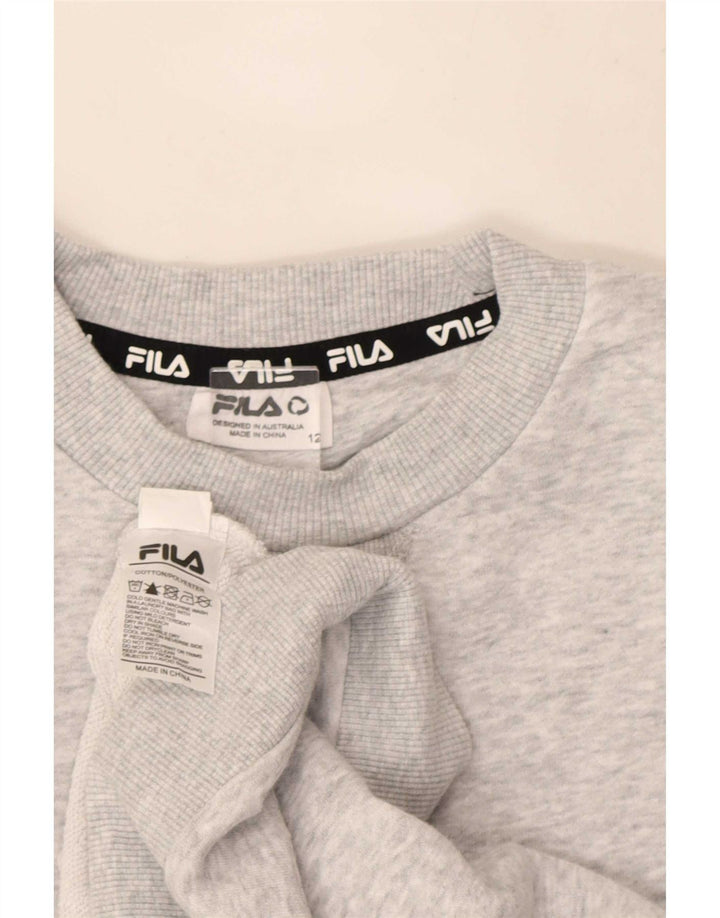 Fila Jungen-Sweatshirt mit Grafik, 11–12 Jahre, grau gesprenkelte Baumwolle